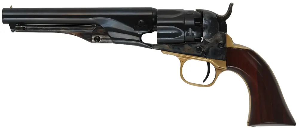 Colt 1862 Pocket Police Revolver,
.36 caliber, 5-1/2" barrel,
five shot cylinder, blued, walnut,
new in box, by Aldo Uberti & Co.