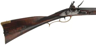 Virginia Valley Longrifle,
.54 caliber,  39-3/4" swamped barrel, 
round faced flintlock, curly maple, brass,
new, unfired 