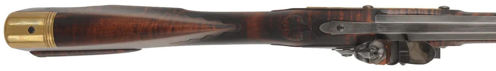 Virginia Valley Longrifle,
.54 caliber,  39-3/4" swamped barrel, 
round faced flintlock, curly maple, brass,
new, unfired 