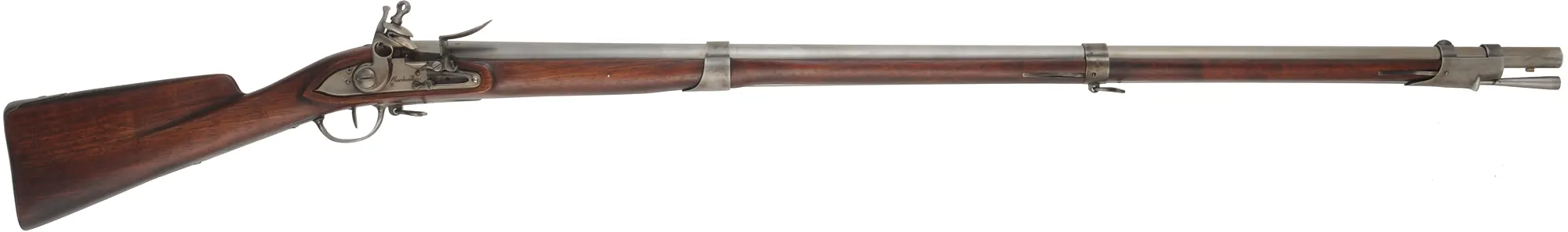 1763 French Charleville Musket,
.69 caliber, 44-3/4" barrel,
flintlock, walnut, iron, aged finish, 
lightly used, from a kit, by Davide Pedersoli & Co.