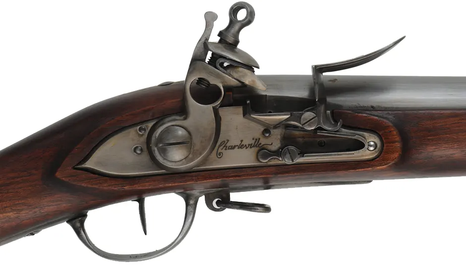 1763 French Charleville Musket,
.69 caliber, 44-3/4" barrel,
flintlock, walnut, iron, aged finish, 
lightly used, from a kit, by Davide Pedersoli & Co.