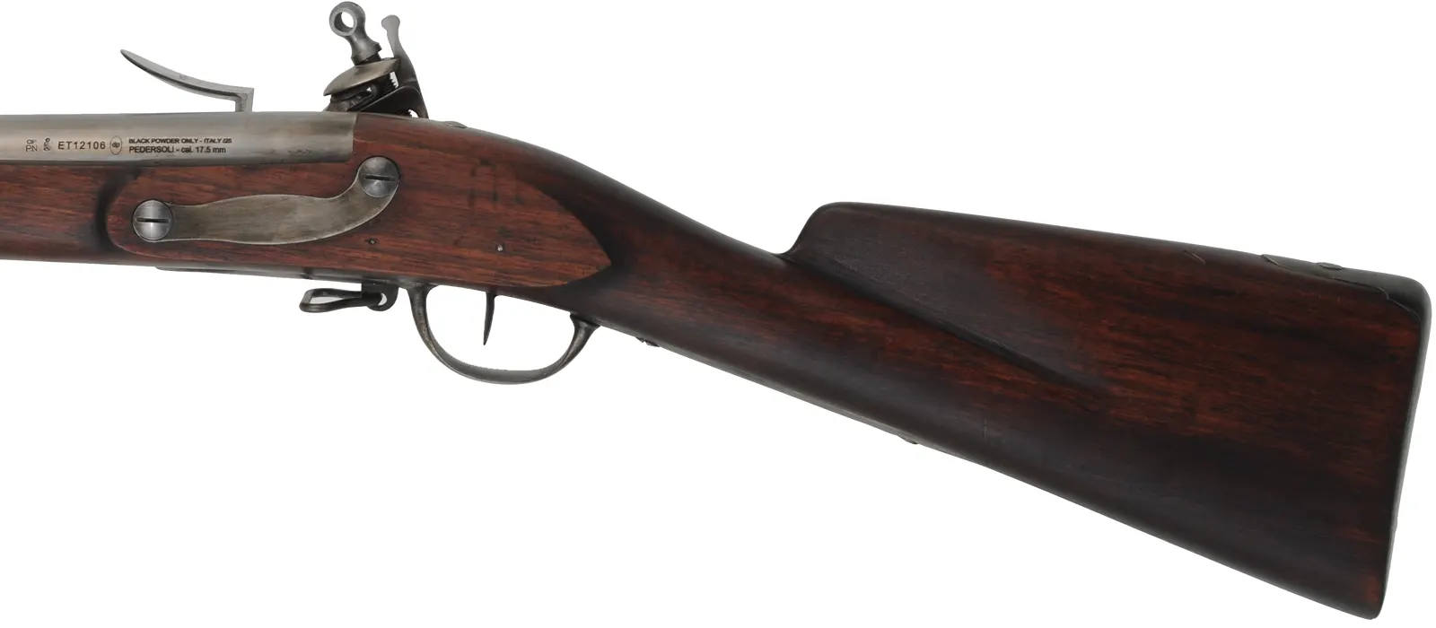 1763 French Charleville Musket,
.69 caliber, 44-3/4" barrel,
flintlock, walnut, iron, aged finish, 
lightly used, from a kit, by Davide Pedersoli & Co.