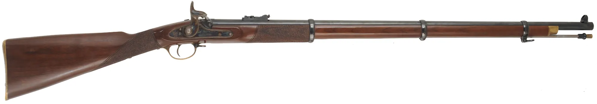 Parker Hale Whitworth Rifle,
.451 caliber hex bore, 36" barrel,
percussion, walnut, brass, 
used, with accessories, by Parker Hale, England