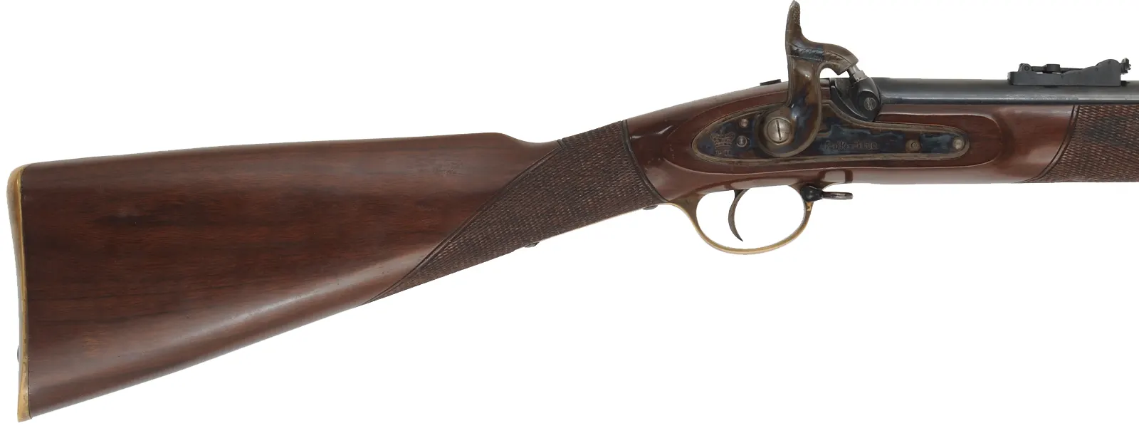 Parker Hale Whitworth Rifle,
.451 caliber hex bore, 36" barrel,
percussion, walnut, brass, 
used, with accessories, by Parker Hale, England