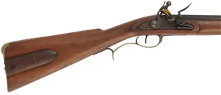 Berks County, Pennsylvania Fowler,
20 gauge 39-3/4" octagon-to-round barrel,
walnut, brass, sliding wood patchbox,
used, by B. Cowie
