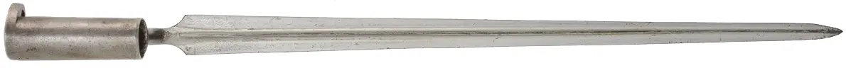 Antique Austrian M1842 Musket Bayonet,
18-1/2" cruciform blade, blade has been painted silver, 
aged patina 