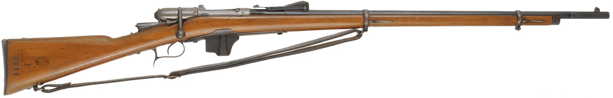 Italian Vetterli- Vitali Model 1870/87 Bolt Action Rifle,
caliber 10.35 x 47R mm centerfire, 34" barrel,
walnut, missing cleaning rod, sling & bayonet, antique 