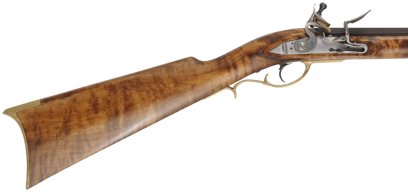 Pennsylvania Longrifle,
.50 caliber, 38" Rice swamped barrel,
L&R flintlock, curly maple, brass trim, used