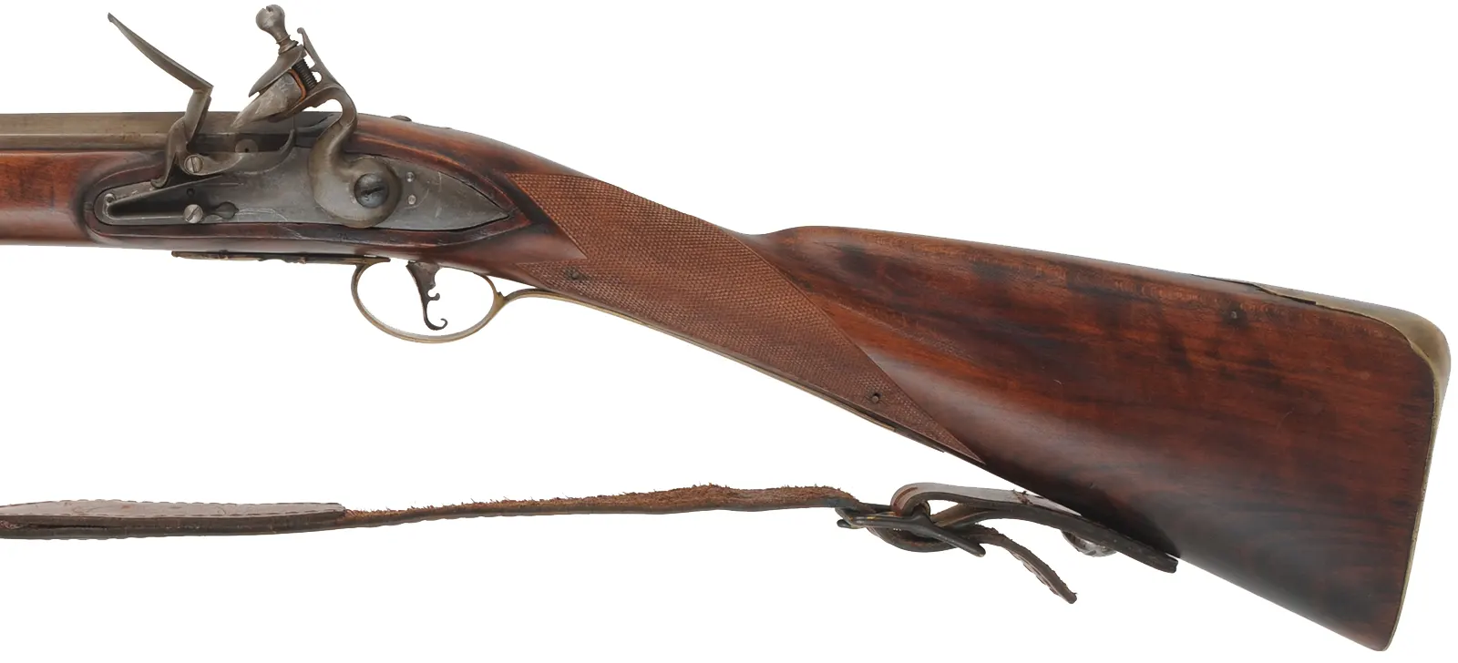Left Hand New England Fowler, 
20 gauge turkey choke, 38" octagon to round barrel,
L&R Queen Anne flintlock, checkered cherry, brass 
used, marked B. Barrows