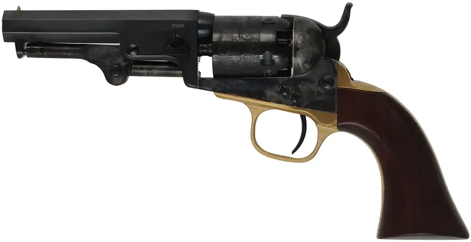 1849 Colt Pocket Model Revolver,
.31 caliber, 4" barrel,
percussion, steel frame, walnut,
as-new in factory carton, by A. Uberti