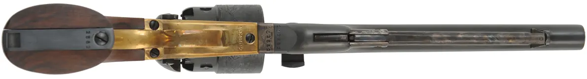 Colt 1860 Army Revolver,
.44 caliber, 8" barrel,
blued steel backstrap, brass triggerguard,  
hang tag, black box, as-new,
by COLT - Second Generation