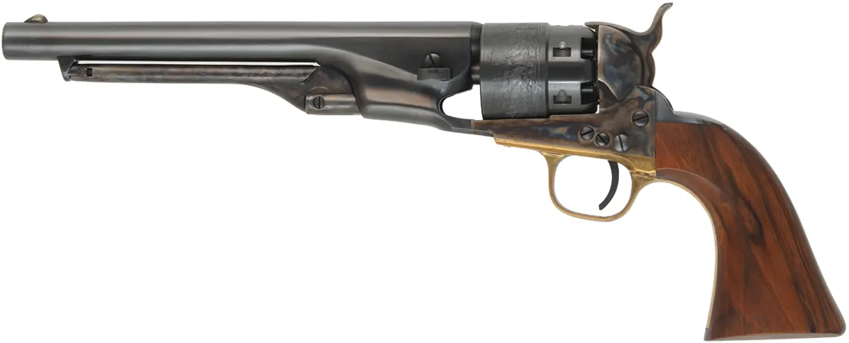 Colt 1860 Army Revolver,
.44 caliber, 8" barrel,
blued steel backstrap, brass triggerguard,  
hang tag, black box, as-new,
by COLT - Second Generation