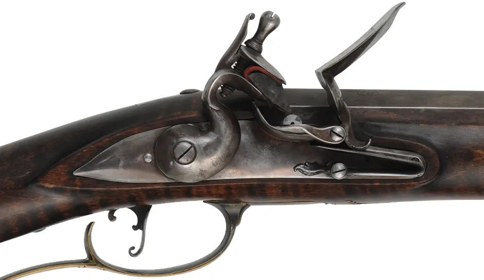 James River, Virginia Longrifle,
.62 caliber, 42" swamped octagon barrel,
maple, brass furniture, sling mounts, used