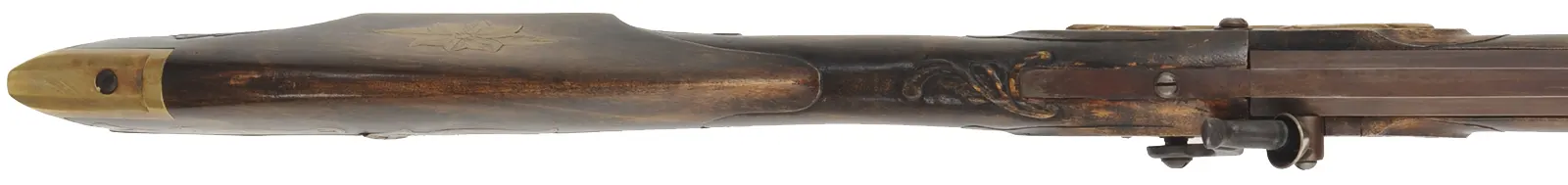 Pennsylvania Longrifle
.36 caliber, 42" Green Mountain barrel,
L&R percussion lock, maple, brass, engraved, used