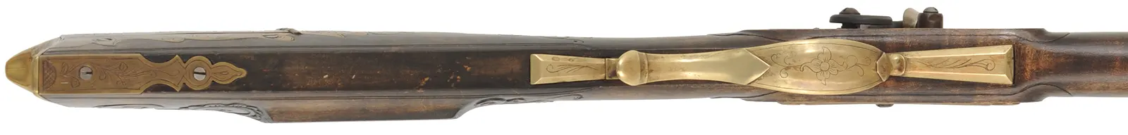 Pennsylvania Longrifle
.36 caliber, 42" Green Mountain barrel,
L&R percussion lock, maple, brass, engraved, used