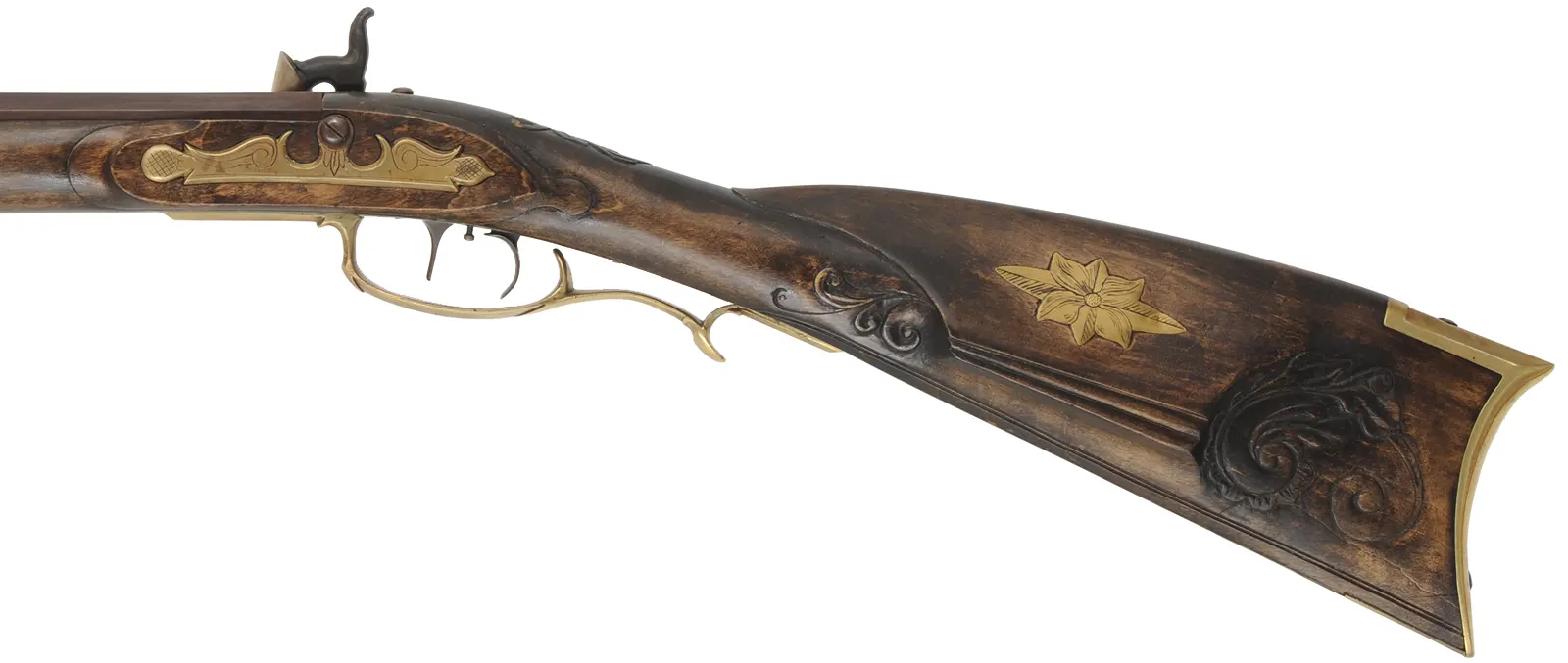Pennsylvania Longrifle
.36 caliber, 42" Green Mountain barrel,
L&R percussion lock, maple, brass, engraved, used
