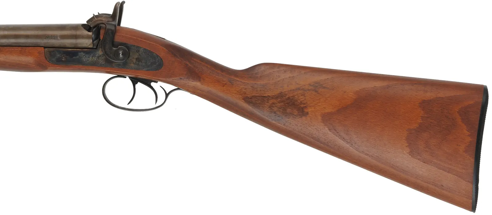 Navy Arms Double Shotgun,
12 gauge, 28" barrels,
percussion, beech, 
used, from a kit manufactured by Pietta