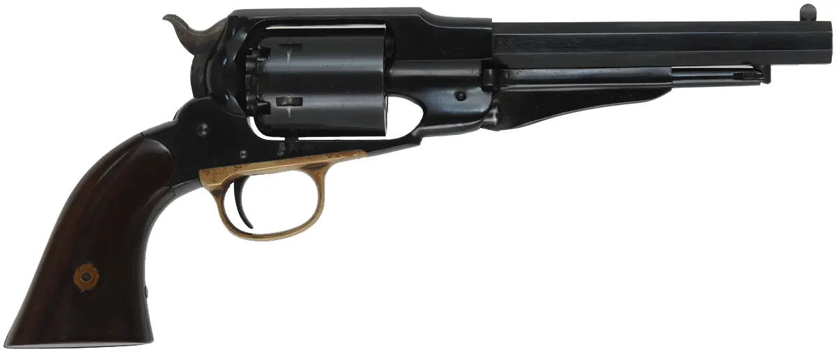 1858 Remington Police Revolver,
.36 caliber, 6-1/2" barrel,
percussion, blued steel, used, 
by A. Uberti for Lyman
