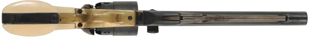 1860 Colt Army Revolver,
.44 caliber, 8" barrel, 
percussion, four screw frame, faux ivory grips,
used, by Pietta