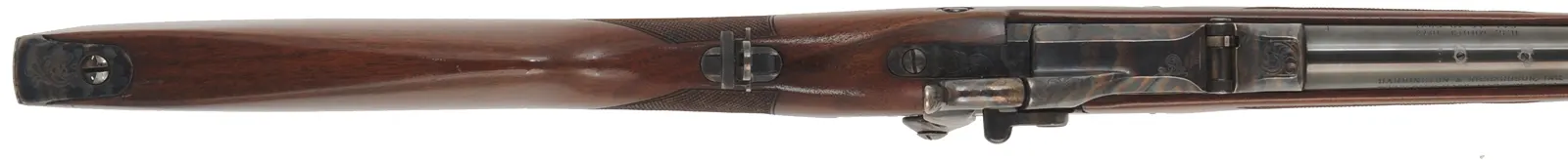 U. S. Model 1873 Officer's Rifle,
caliber .45-70 Government, 26" barrel,
walnut, iron, beach's front sight, tang sight, 
used, by Harrington & Richardson