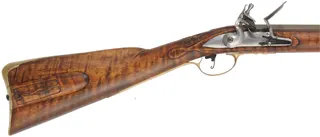 Virginia Longrifle,
.50 caliber, 42" Rice swamped barrel,
flintlock, curly maple, brass trim,
new, by Thom Frazier