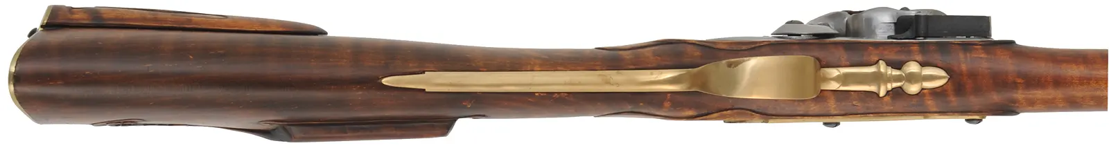Virginia Longrifle,
.50 caliber, 42" Rice swamped barrel,
flintlock, curly maple, brass trim,
new, by Thom Frazier