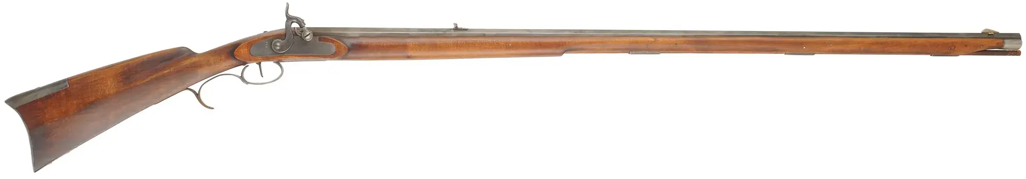 Fullstock Southern Mountain Rifle,
.45 caliber, 43" Rice swamped barrel,
L&R percussion lock,  maple, forged iron trim, 
used, by J. Donelson
