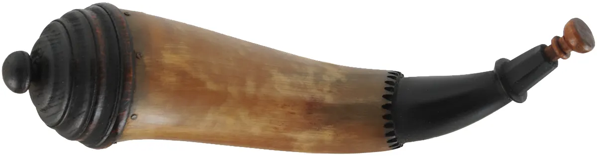 Powder Horn,
11-1/8", beehive base,
engrailed, paneled tip