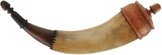 Powder Horn,
11-1/2", turned base,
engrailed, paneled tip