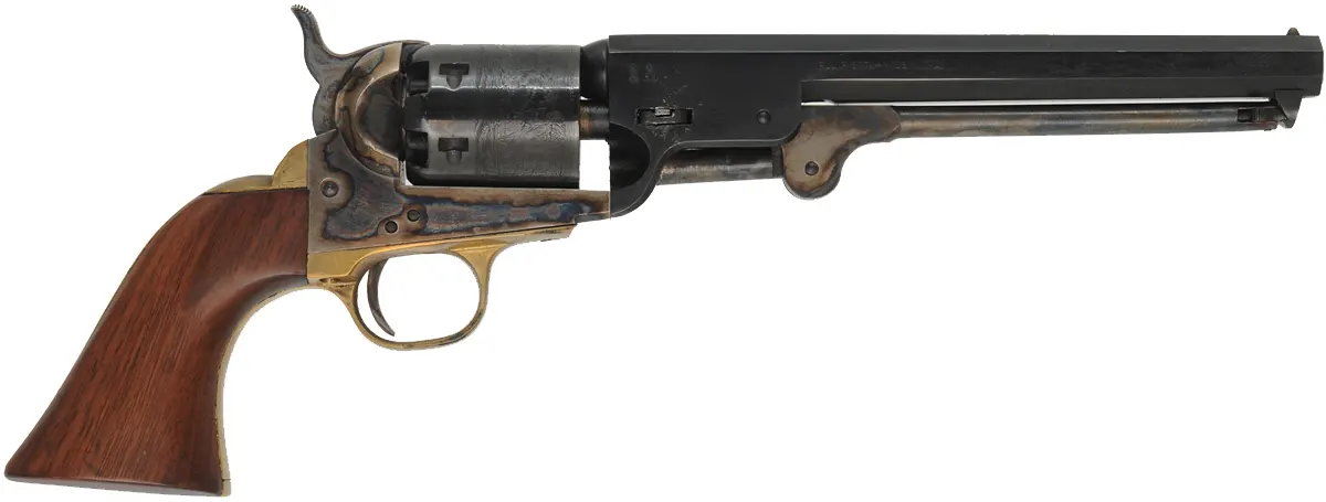 Colt 1851 Navy Revolver,
.36 caliber, 7-1/2" barrel, 
percussion, walnut, brass,
used, with holster, by Pietta