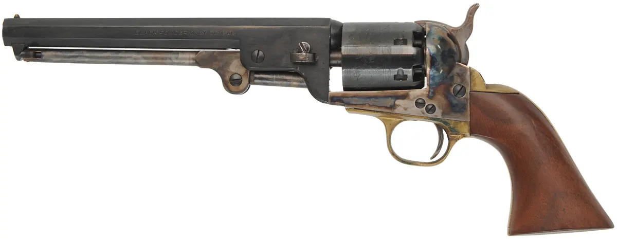 Colt 1851 Navy Revolver,
.36 caliber, 7-1/2" barrel, 
percussion, walnut, brass,
used, with holster, by Pietta