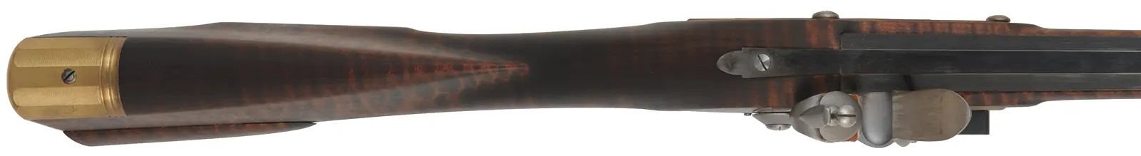 Virginia Valley Longrifle,
.50 caliber,  39-3/4" swamped barrel, 
round faced flintlock, curly maple, brass,
needs final polishing 