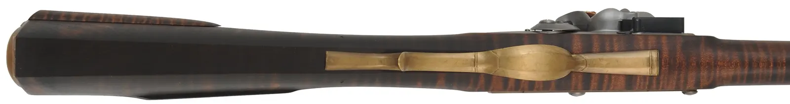 Virginia Valley Longrifle,
.50 caliber,  39-3/4" swamped barrel, 
round faced flintlock, curly maple, brass,
needs final polishing 
