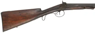Relic ~ Antique Shotgun,
15 gauge, 31" barrels, 
cracked walnut, iron, 
percussion, decorator use