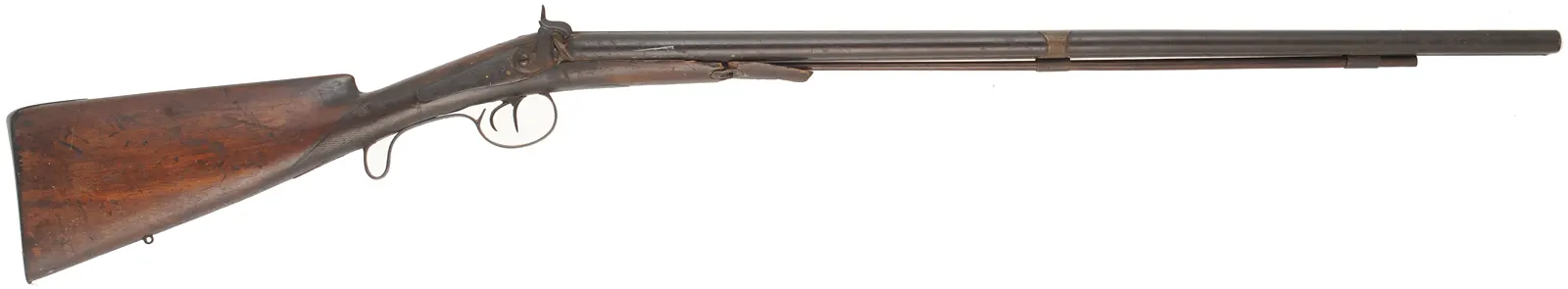 Relic ~ Antique Shotgun,
15 gauge, 31" barrels, 
cracked walnut, iron, 
percussion, decorator use