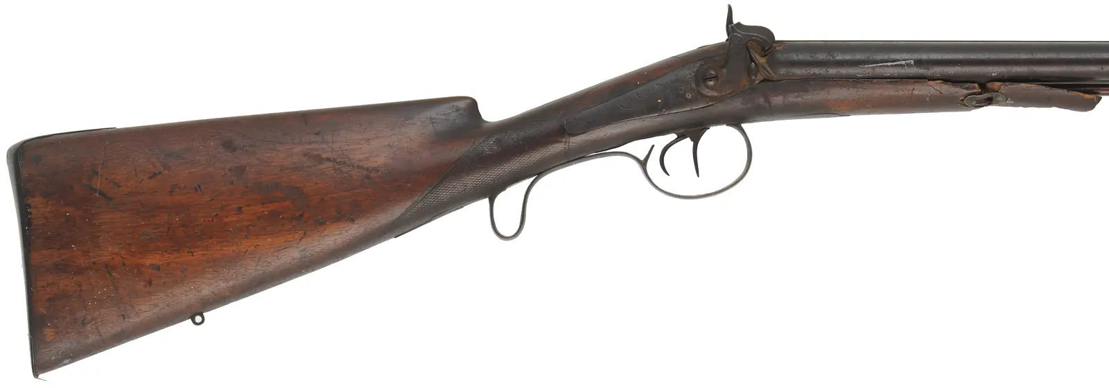 Relic ~ Antique Shotgun,
15 gauge, 31" barrels, 
cracked walnut, iron, 
percussion, decorator use