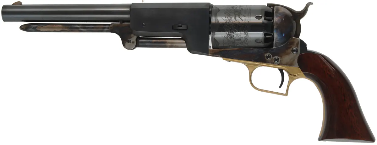 U. S. 1847 Colt Walker Revolver,
.44 caliber, 9" barrel,
blued, color case hardened, walnut, 
used, with box, by Aldo Uberti