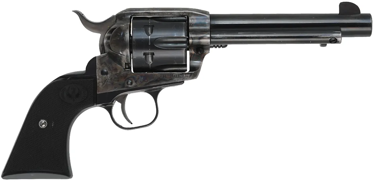Ruger New Vaquero
caliber .45 Colt, 5-1/2" barrel,
blued, case hardened, black checkered grips, 
used, by Sturm, Ruger & Co.