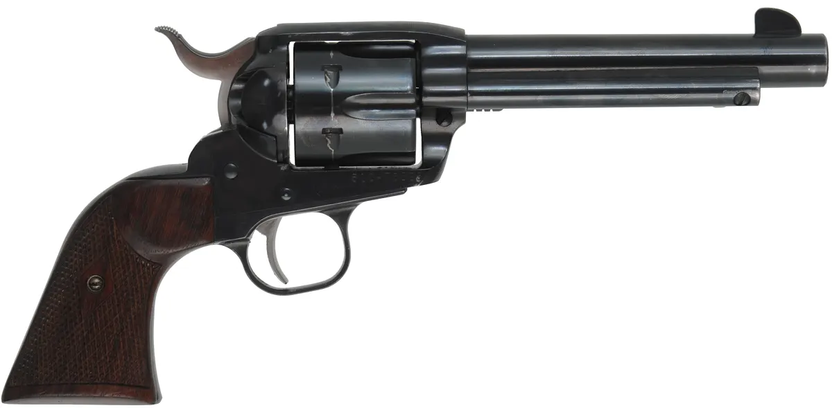 Ruger New Vaquero
caliber .45 Colt, 5-1/2" barrel,
blued, checkered walnut grips, 
used, by Ruger