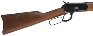 Winchester Model 1892 Rifle,
caliber .45 Colt, 20" barrel,
two rings in bore, blued, hardwood stained as walnut,
sold as-is, by Rossi