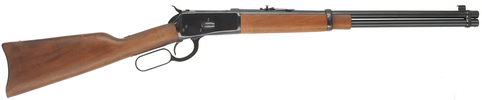 Winchester Model 1892 Rifle,
caliber .45 Colt, 20" barrel,
two rings in bore, blued, hardwood stained as walnut,
sold as-is, by Rossi
