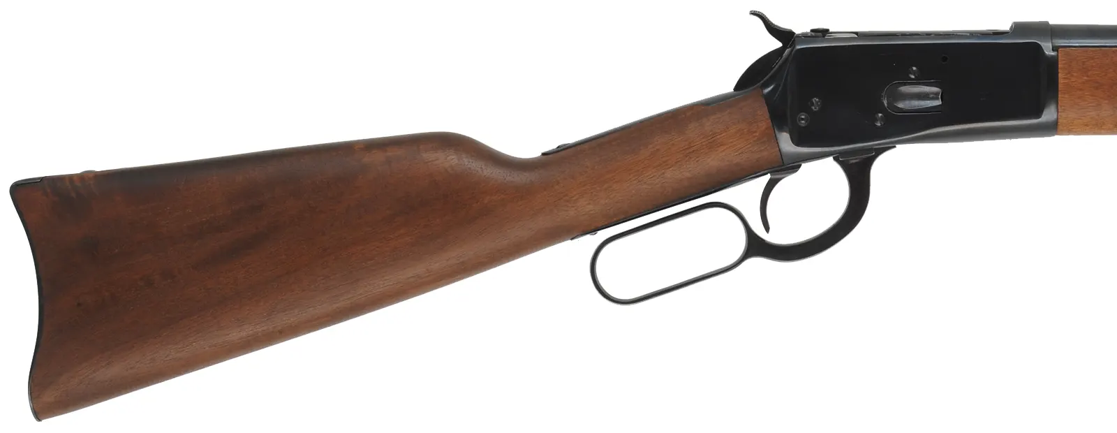Winchester Model 1892 Rifle,
caliber .45 Colt, 20" barrel,
two rings in bore, blued, hardwood stained as walnut,
sold as-is, by Rossi