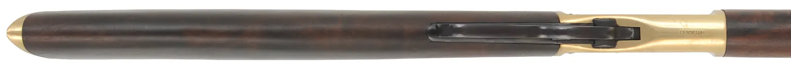 Model 92 Puma Rifle,
caliber .45 Colt, 24" barrel,
brass frame and furniture, blued, 
hardwood stained as walnut,
used, by Rossi