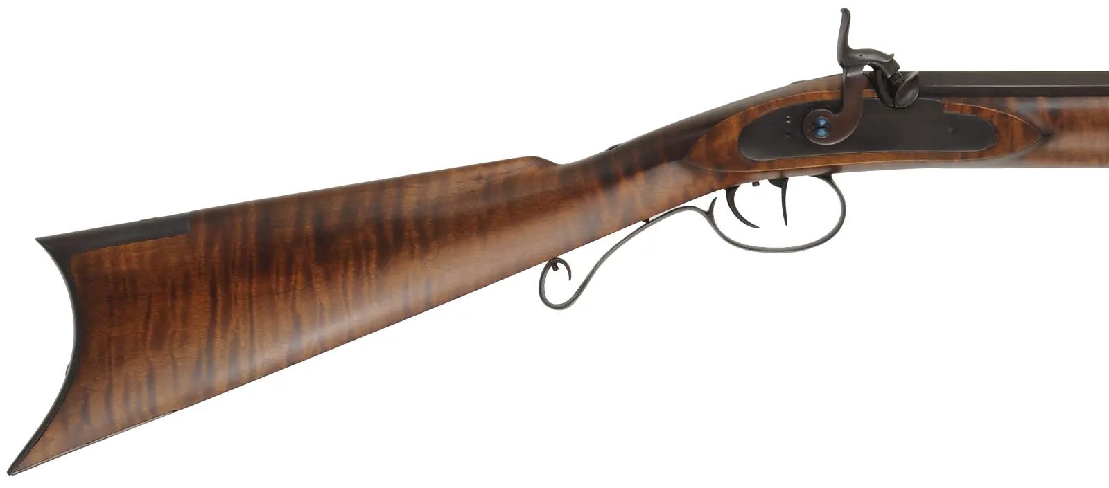 Hawken Halfstock Rifle,
.54 caliber, 36" Green Mountain barrel,
L&R percussion, iron, curly maple,
new, by George Nelson