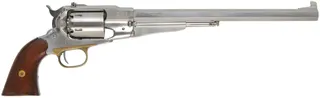 1858 Remington Bison Revolver
.44 caliber, 12" barrel,
percussion, stainless steel frame, 
target sights, holster, used, by Pietta.