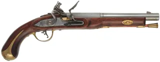 Kentucky Pistol
.62 caliber smoothbore, 10" octagon-to-round barrel,
brass trim, walnut stock, M&G lock, used