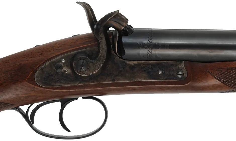 Kodiak Express Double Rifle,
.50 caliber, 28" barrels, 
percussion, checkered walnut, iron trim, 
used, by Davide Pedersoli
