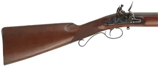 Mortimer Rifle,
.54 caliber, 35-1/2" octagon-to-round barrel,
flintlock, checkered walnut, iron trim, 
used, by Davide Pedersoli