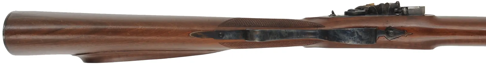 Mortimer Rifle,
.54 caliber, 35-1/2" octagon-to-round barrel,
flintlock, checkered walnut, iron trim, 
used, by Davide Pedersoli