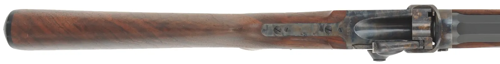 1874 Sharps No. 3 Sporting Rifle,
caliber .45-70 Gov't., 30" octagon barrel, 
pistol grip, walnut,  pewter forend cap,
blade and buckhorn sights, used, by Shiloh Sharps